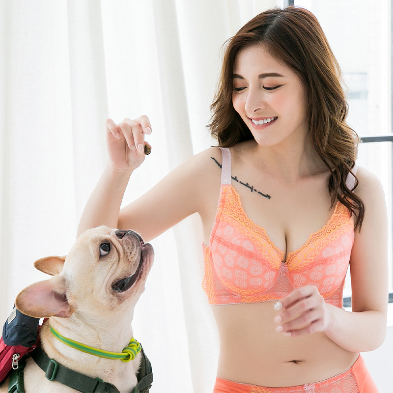 【C-G大尺碼】波波記憶鋼圈包覆蕾絲內衣 紫橙青藍