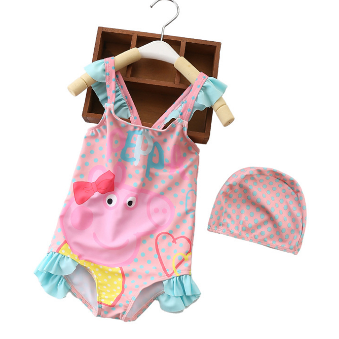 女童卡通小豬佩奇連體泳衣