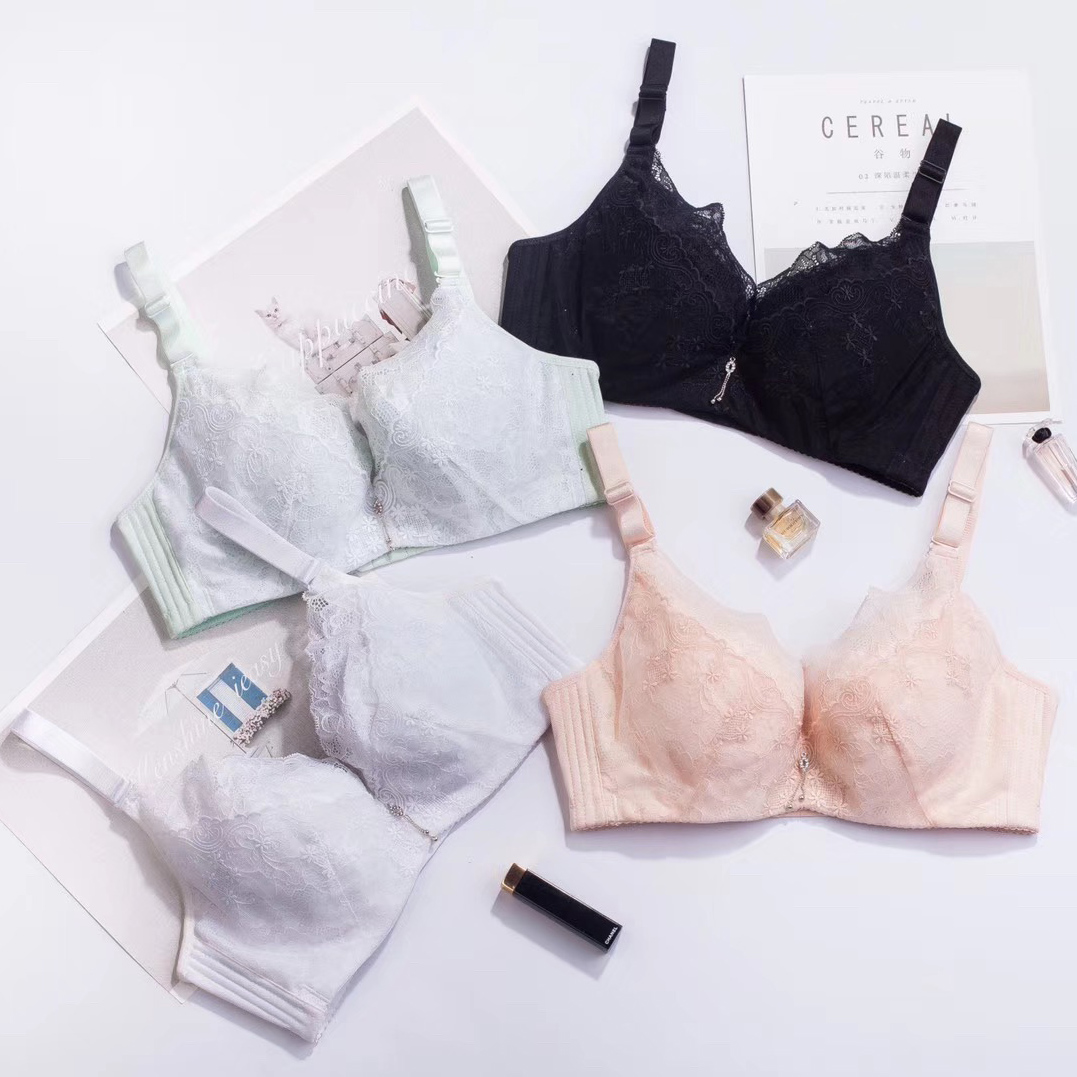 性感蕾絲邊刺繡薄棉C杯記憶軟鋼圈超彈性調整型内衣