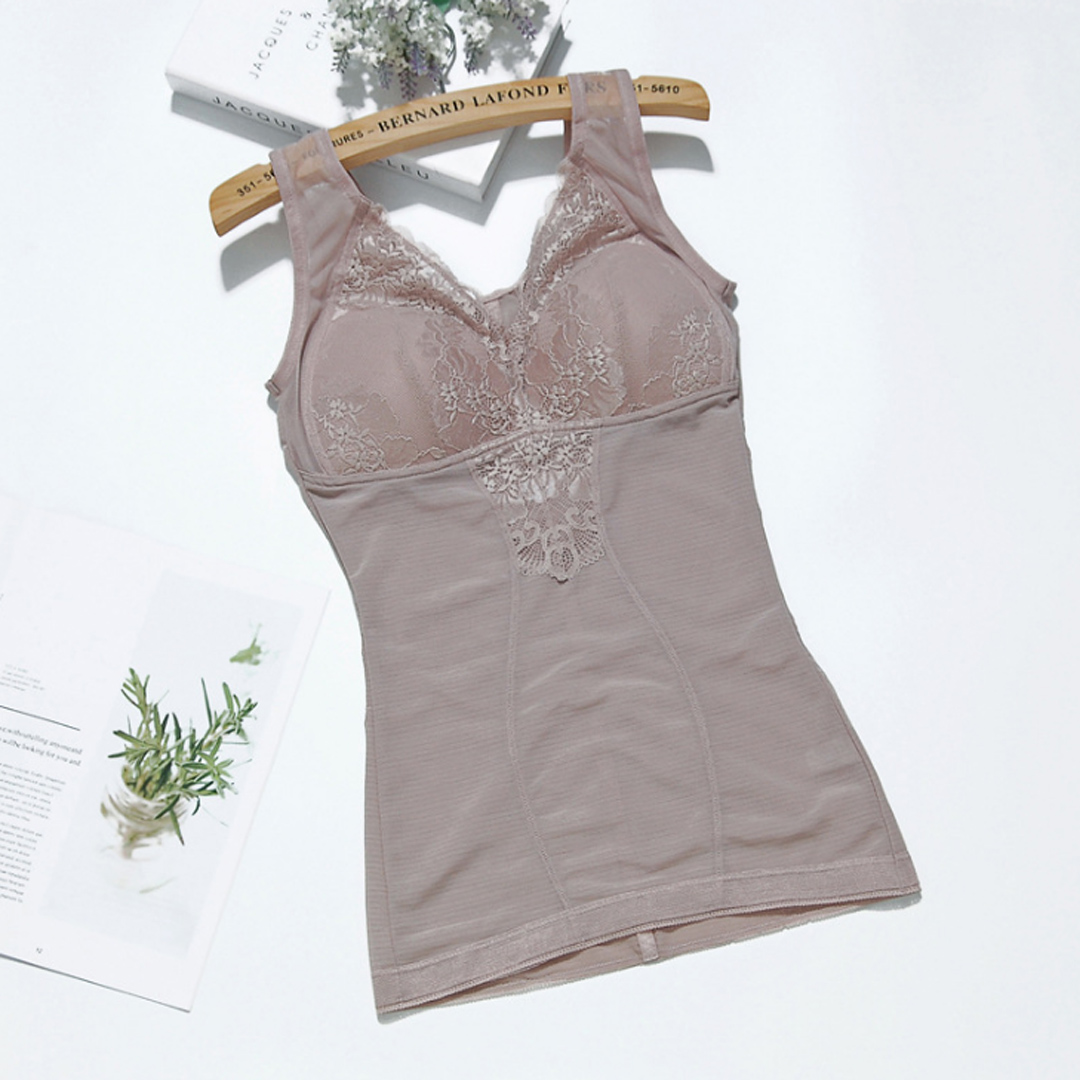 夏薄款收腹塑身帶胸墊一體式無鋼圈美體内衣背心
