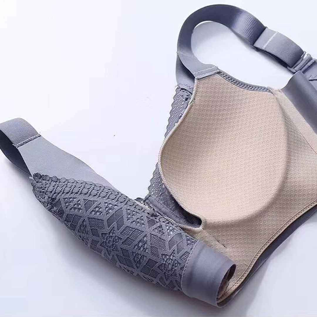 浮雕印花蕾絲杯面輕薄聚攏加寬肩帶大胸顯小無痕無鋼圈内衣