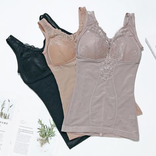 夏薄款收腹塑身帶胸墊一體式無鋼圈美體内衣背心