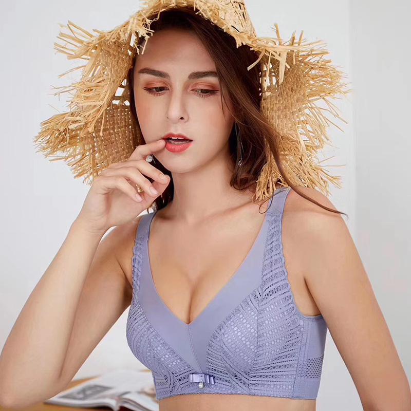 防走光性感刺繡杯透氣側比舒適柔軟上托調整型無鋼圈内衣