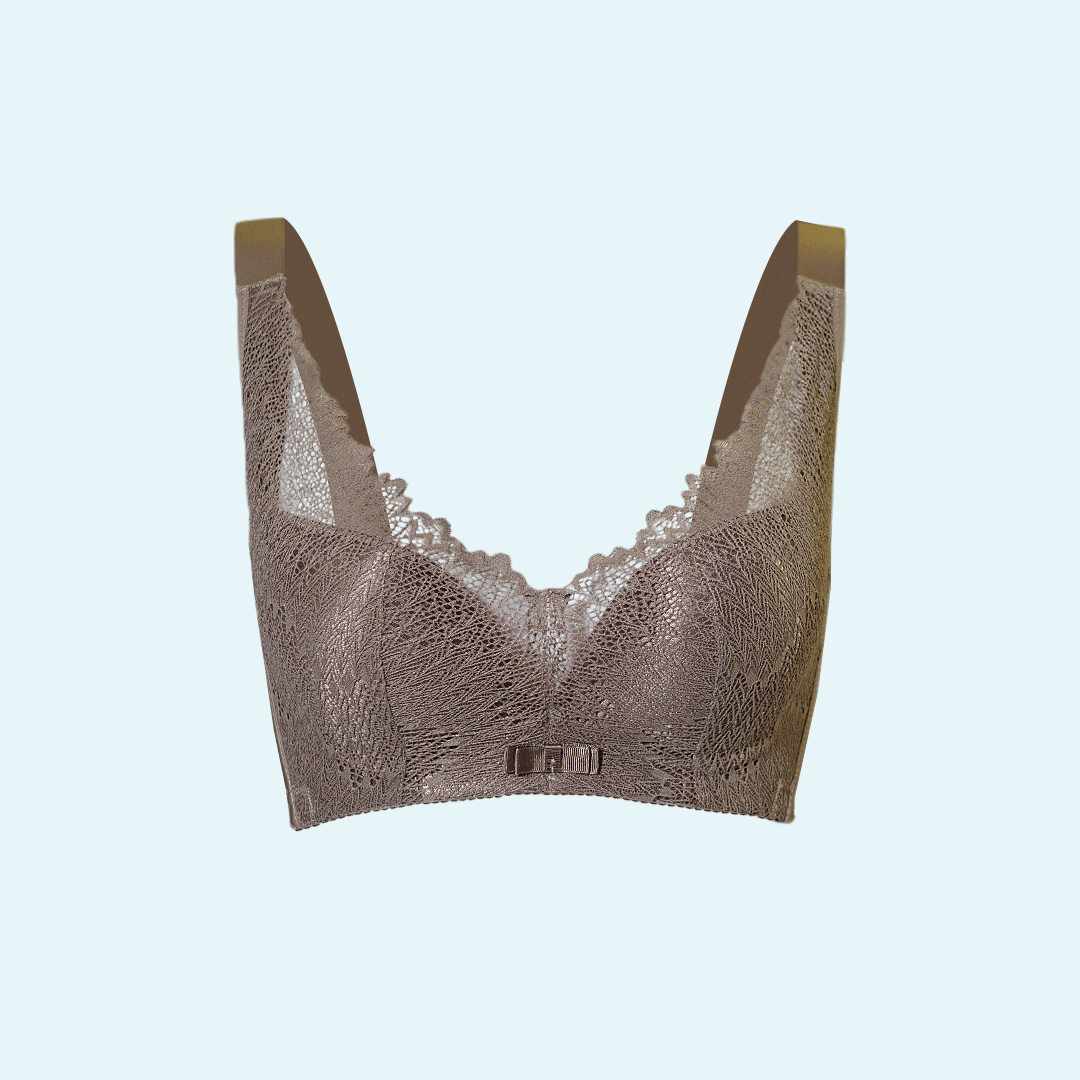 性感蕾絲大胸顯小薄款四排扣聚攏側收調整型内衣