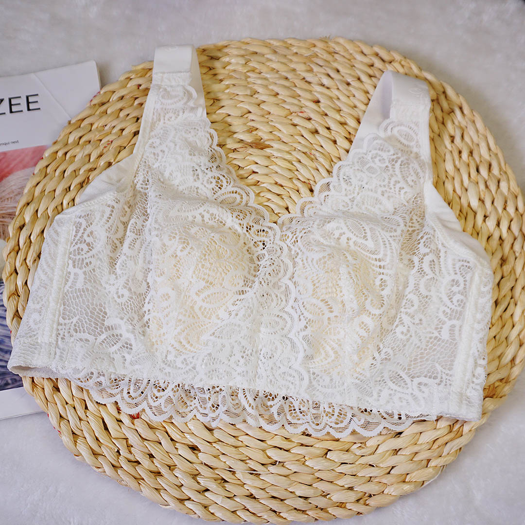 前交叉扭力大罩杯、薄杯防突點蕾絲聚攏舒適 記憶鋼圈内衣 36-52 碼