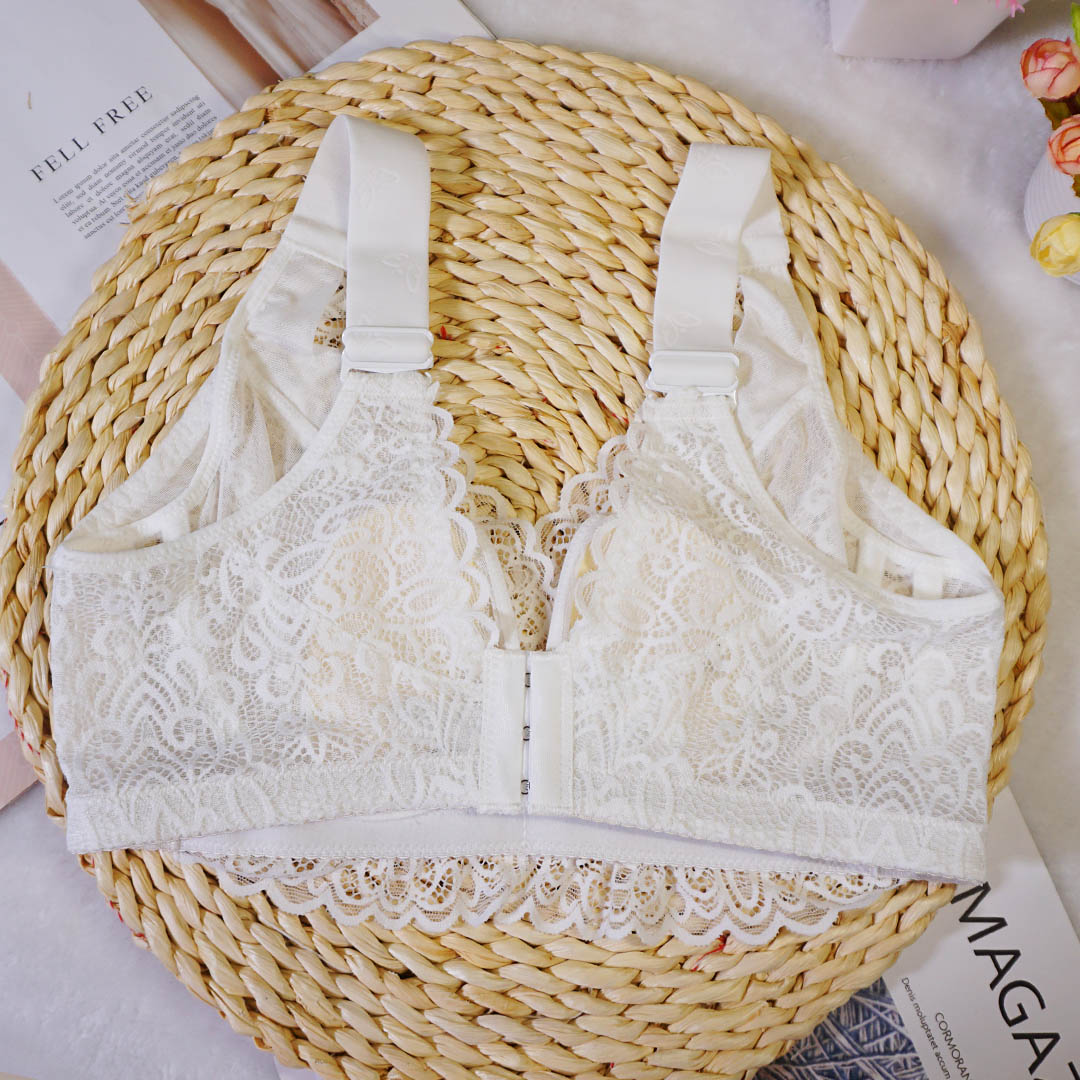 前交叉扭力大罩杯、薄杯防突點蕾絲聚攏舒適 記憶鋼圈内衣 36-52 碼