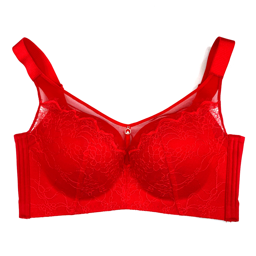 性感蕾絲無鋼圈手掌杯薄款C杯D杯大胸顯小調整型側收防走光內衣