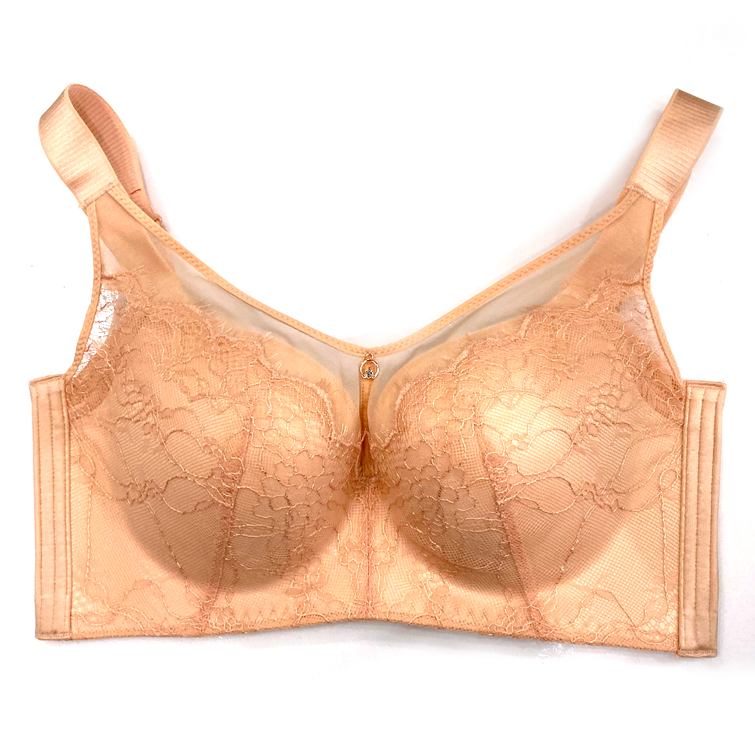 性感蕾絲無鋼圈手掌杯薄款C杯D杯大胸顯小調整型側收防走光內衣