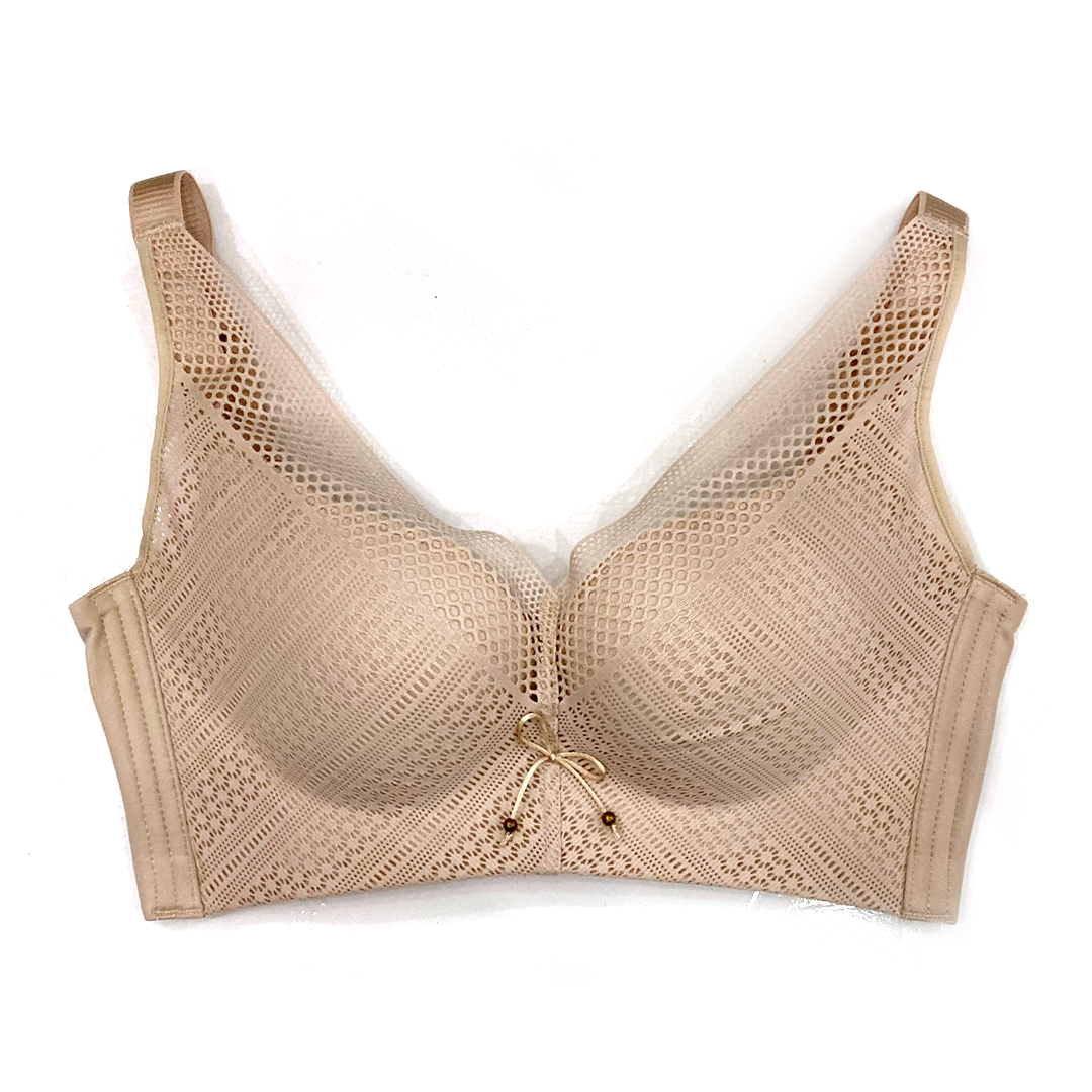 舒適親膚棉深V無痕時尚鏤空杯面聚攏上托調整型內衣