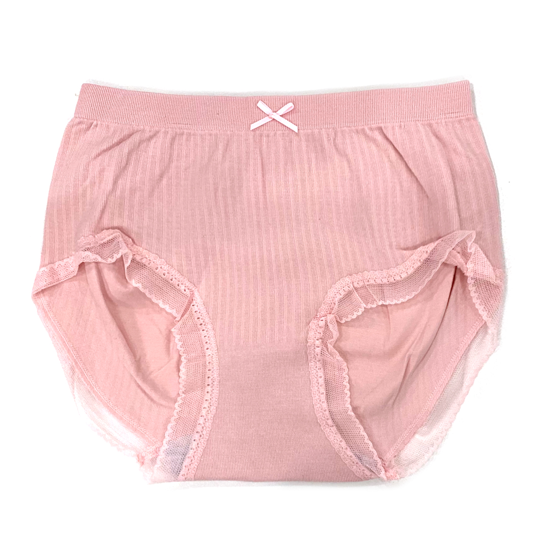 無縫美體中高腰彩紗棉舒適提臀蕾絲花邊內褲