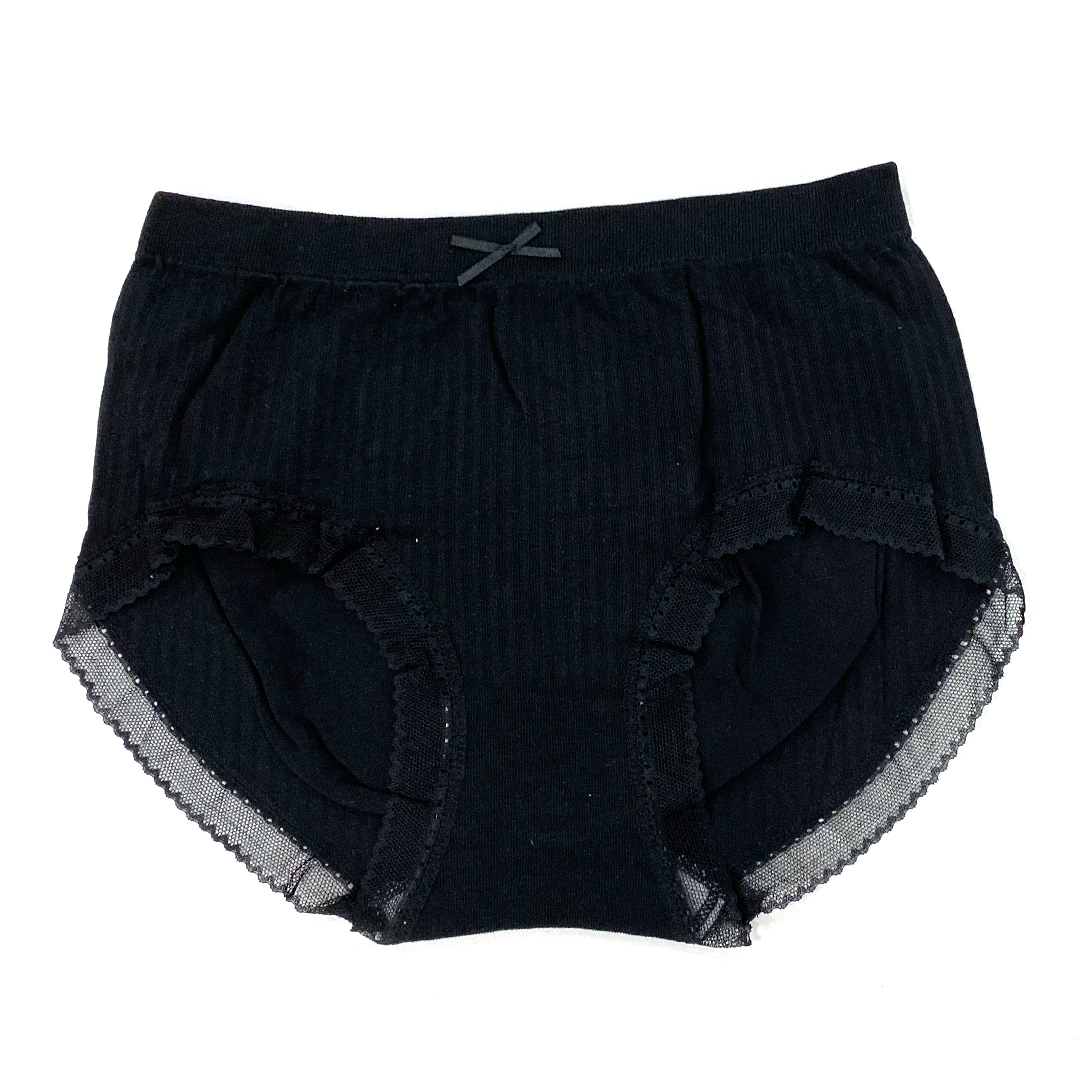 無縫美體中高腰彩紗棉舒適提臀蕾絲花邊內褲