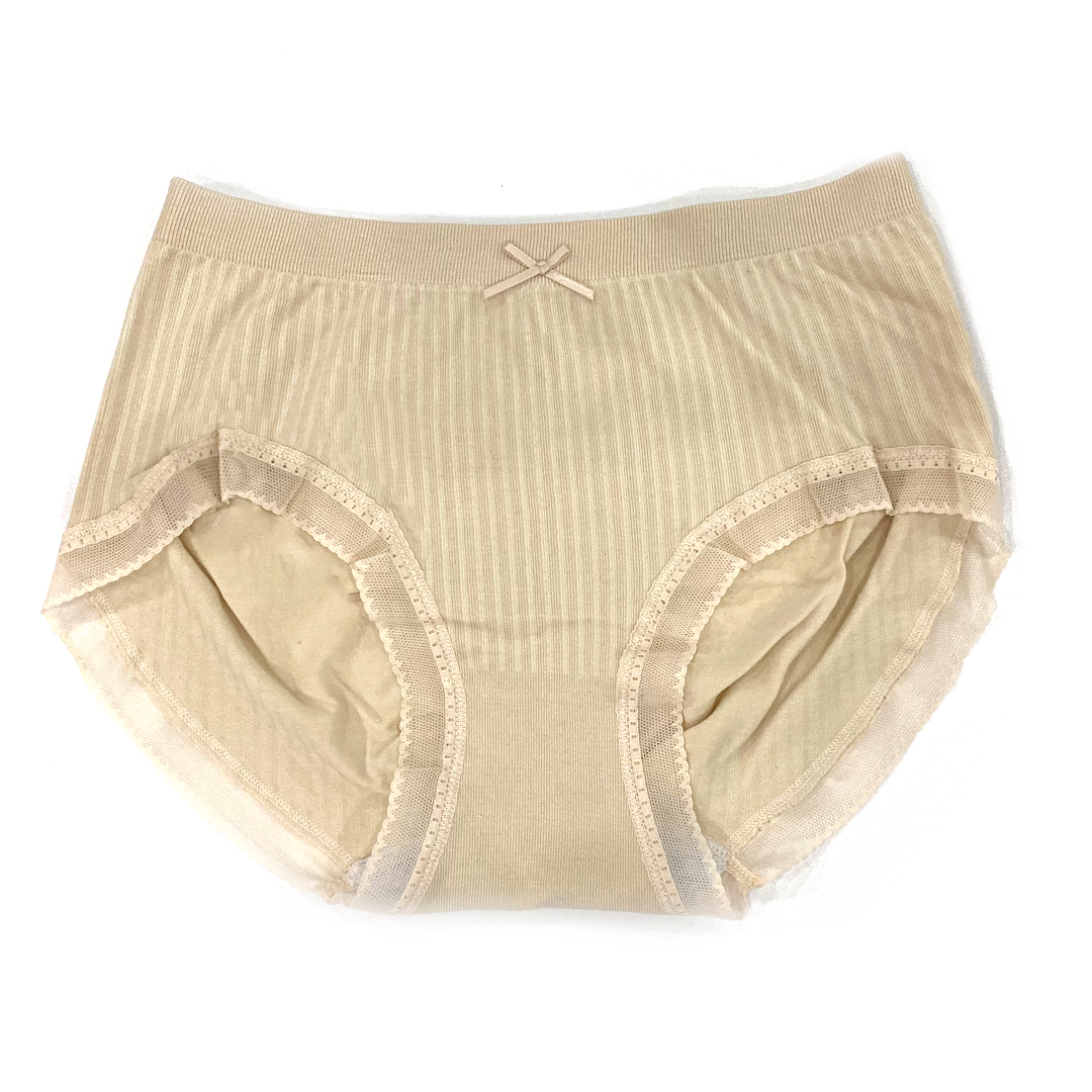 無縫美體中高腰彩紗棉舒適提臀蕾絲花邊內褲