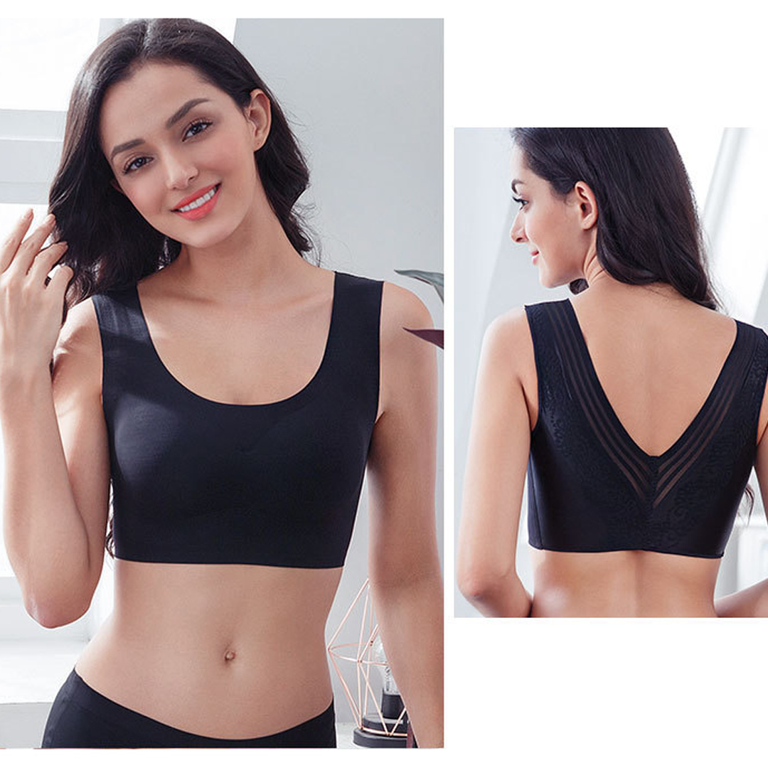 大碼薄款防震美背無痕無鋼圈運動聚攏睡眠背心內衣