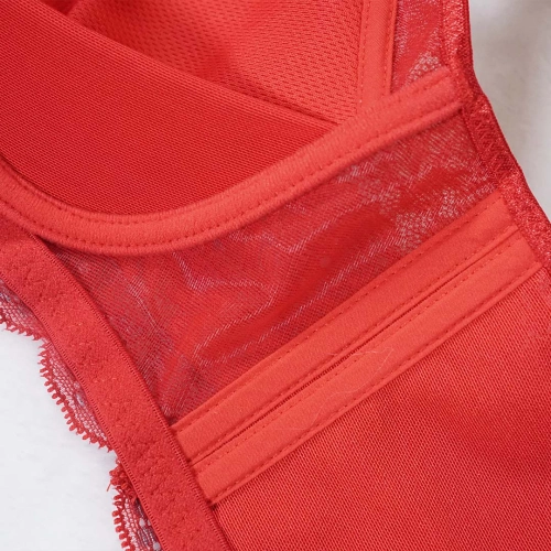 【No-Ring Easy-On】Attractive Cool-Themed Low-Back Innerwear with Heart Support and Cup - Purple Pink Skin Red