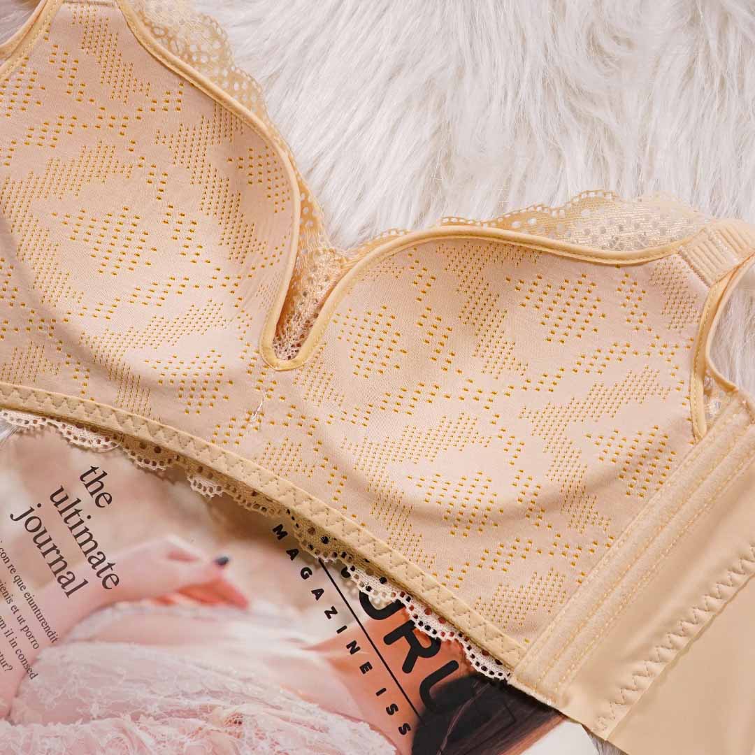 舒適透氣性感蕾絲大罩杯無痕美背無鋼圈聚攏内衣