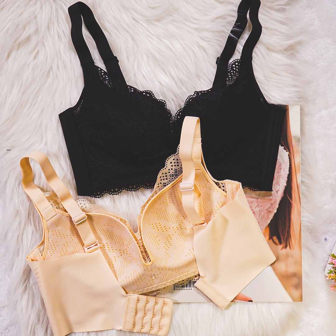 舒適透氣性感蕾絲大罩杯無痕美背無鋼圈聚攏内衣