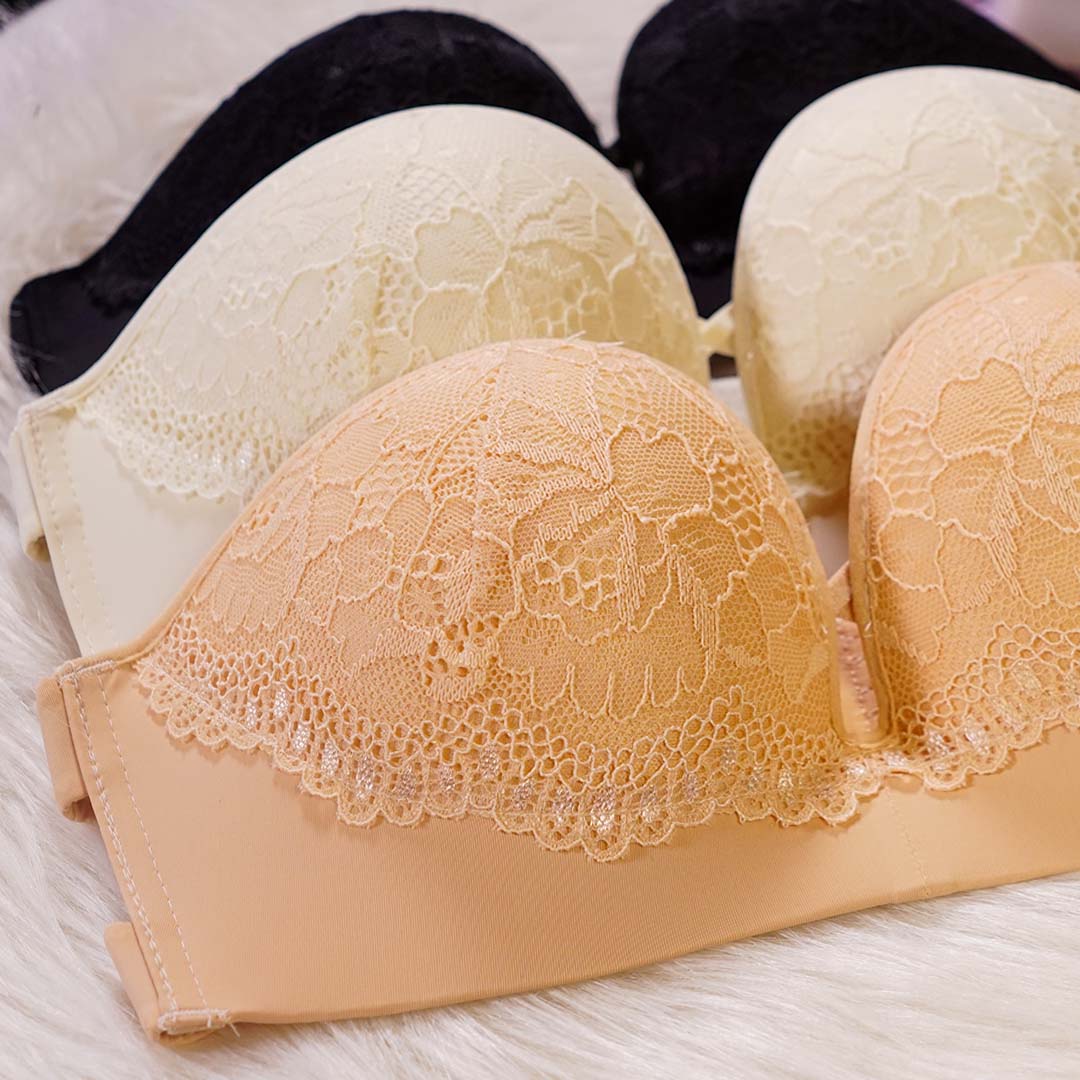 胸前交叉集中背部簡約無肩帶內衣