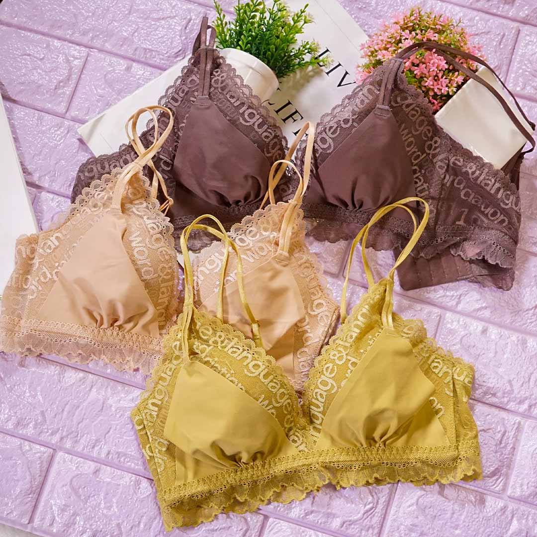 法式時尚蕾絲拼接可露肩帶性感靚靚無鋼圈內衣