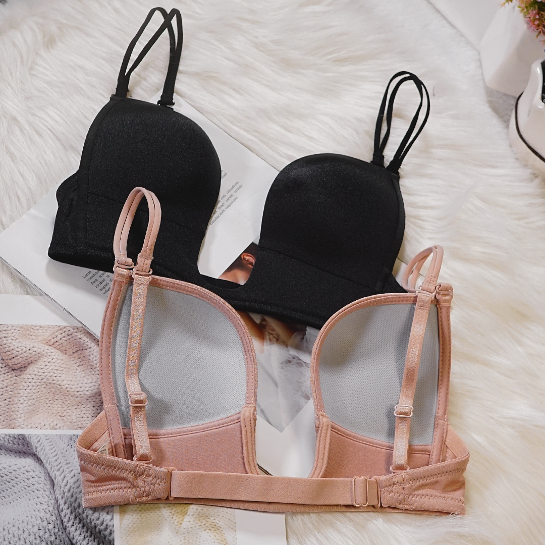 歐美U型性感深V無鋼圈薄款光面無痕低胸禮服隱形內衣