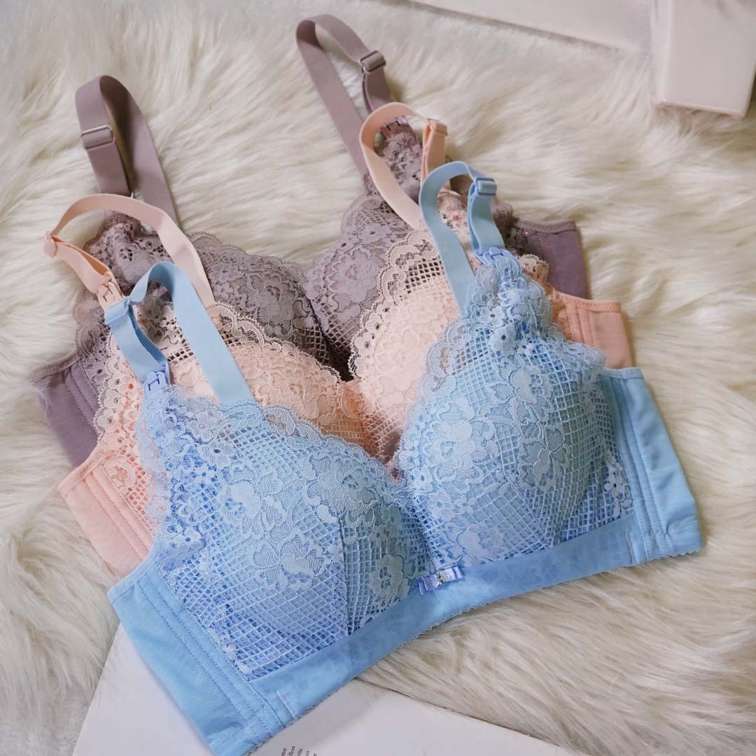 法式蕾絲薄杯無鋼圈喂哺內衣