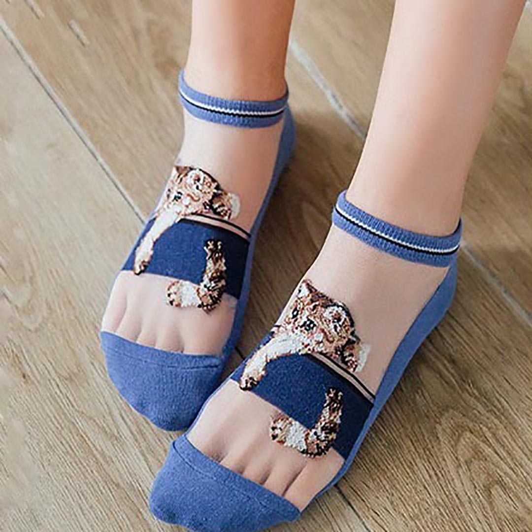 不脫線不硌腳貓貓棉底絲面襪