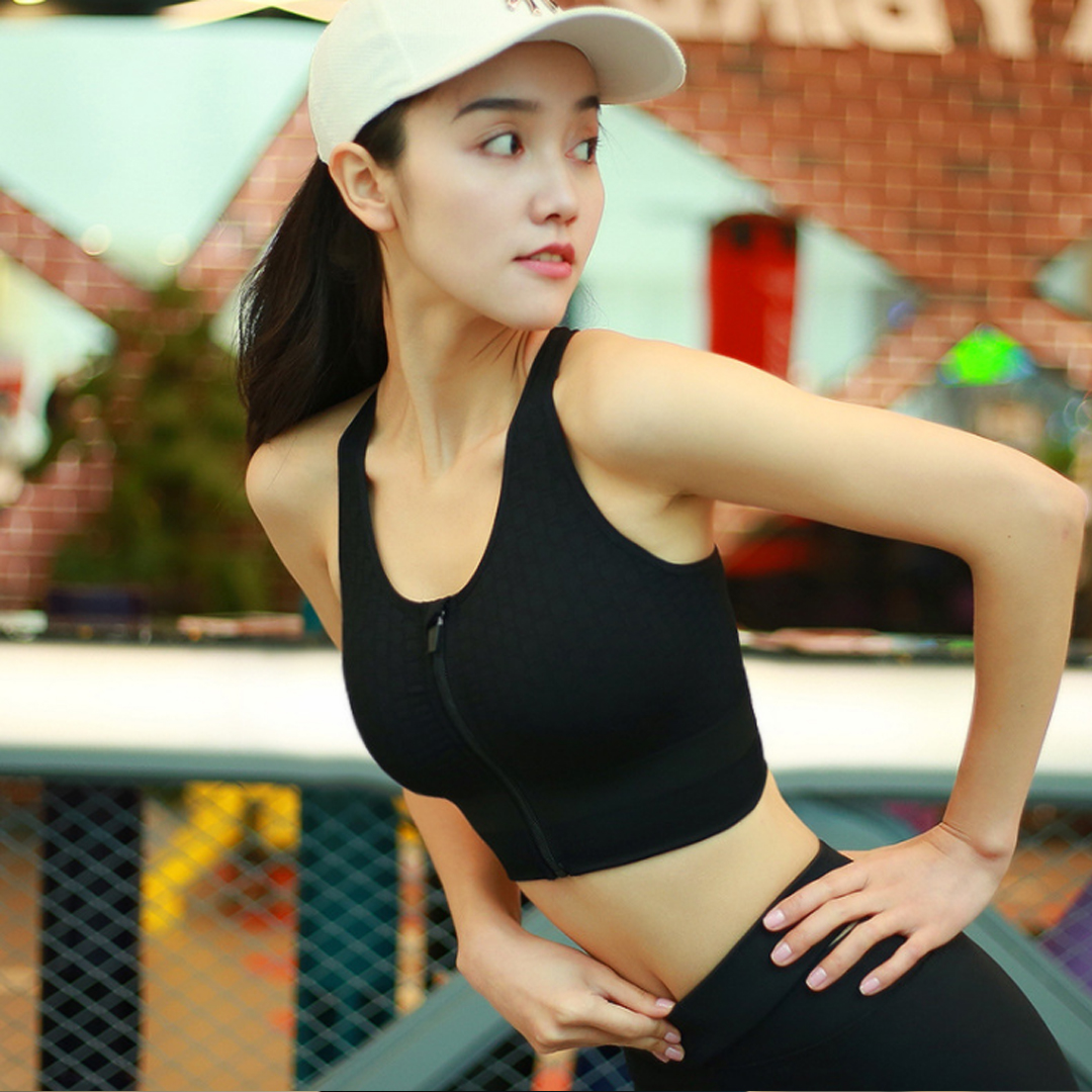 前拉鏈防震運動跑步背心瑜伽Bra