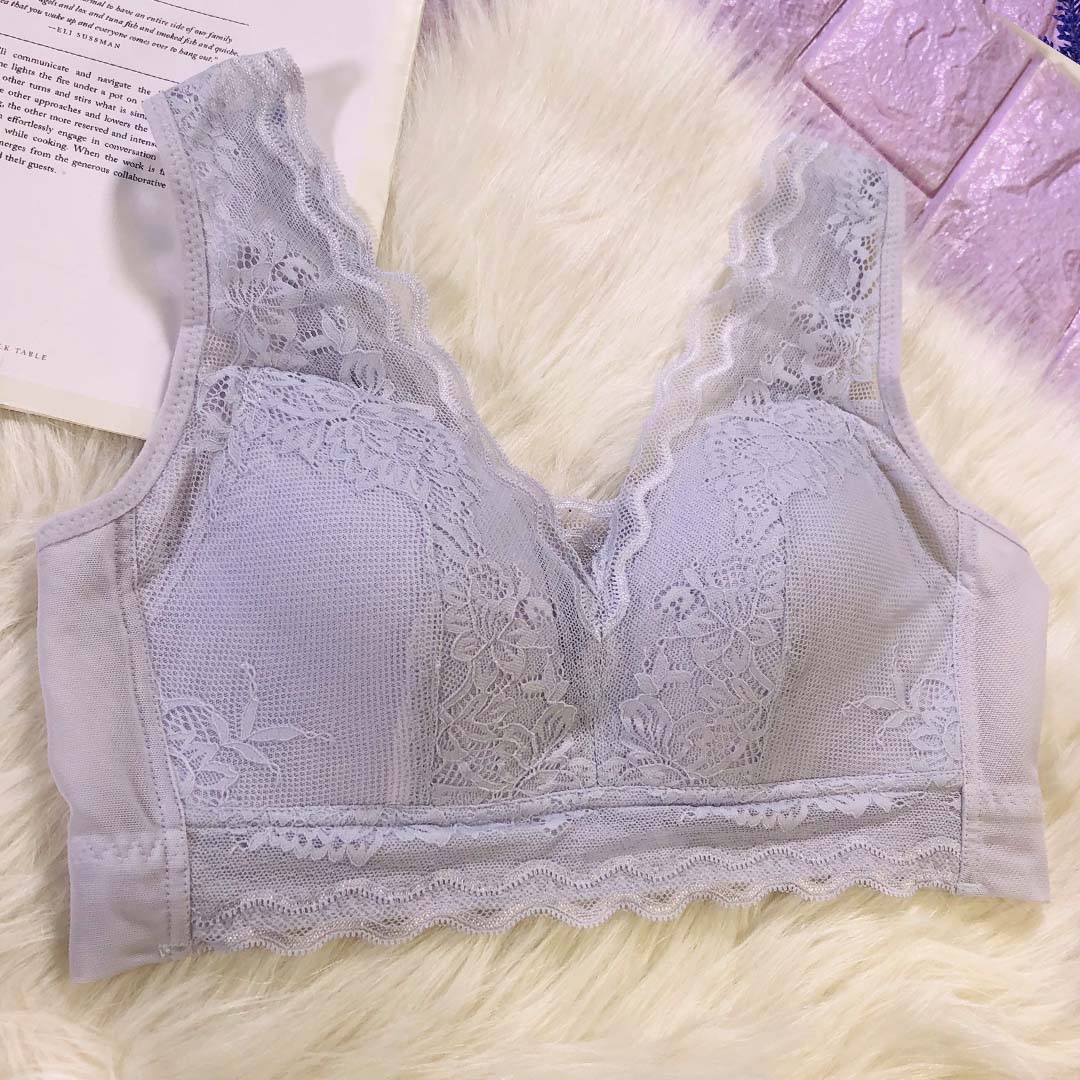舒適超薄全罩杯大碼深V蕾絲無鋼圈內衣