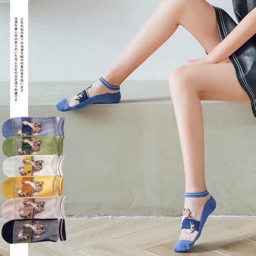 不脫線不硌腳貓貓棉底絲面襪