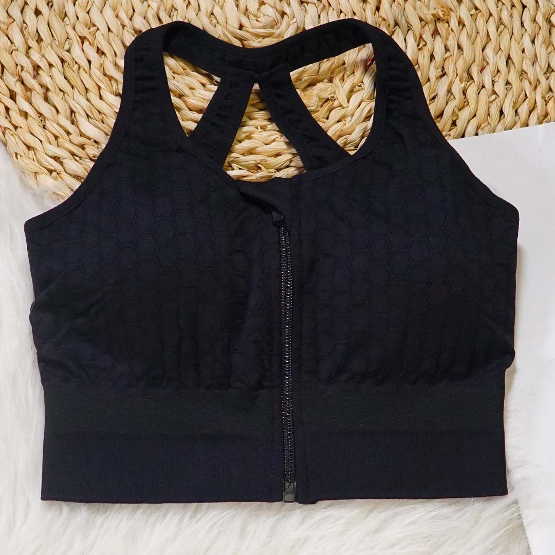 前拉鏈防震運動跑步背心瑜伽Bra