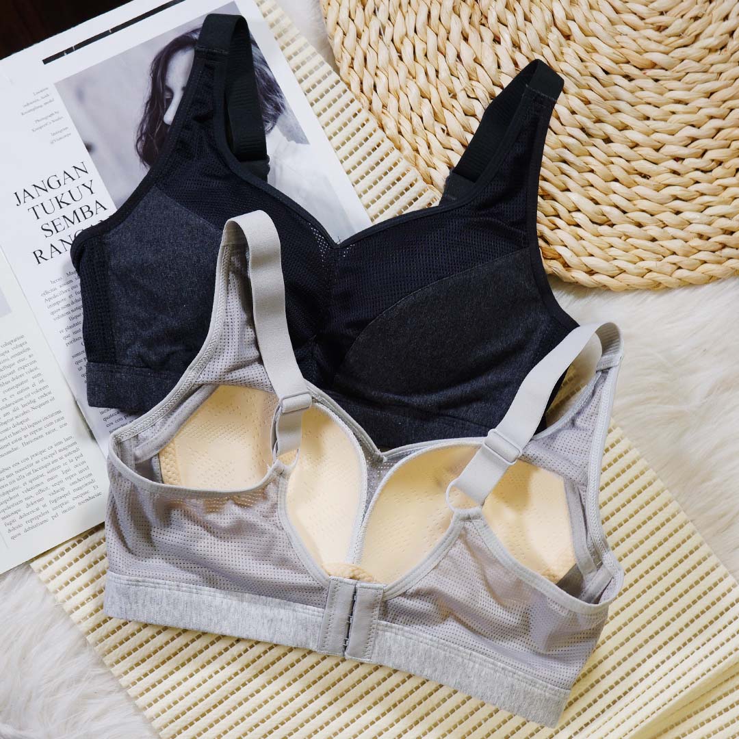 透氣網孔無鋼圈聚攏防震運動內衣