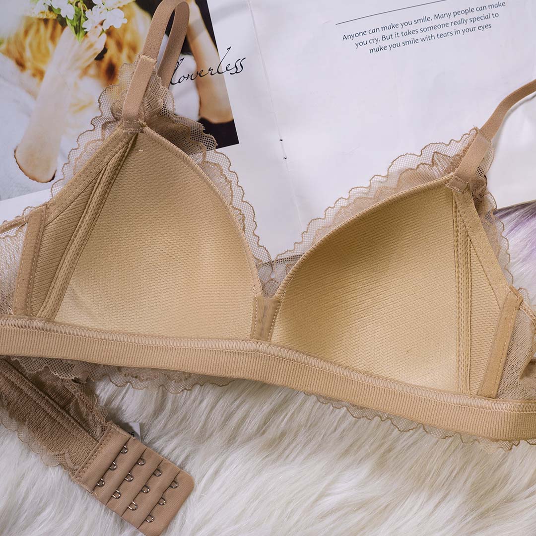 法式性感蕾絲小波點三角杯薄款聚攏無痕內衣