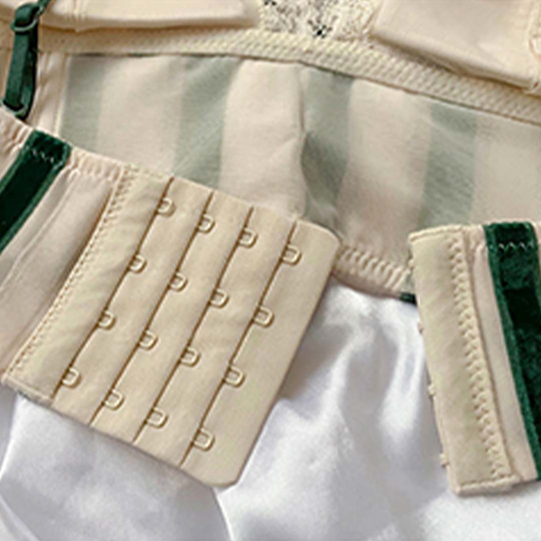 輕奢細絨條紋雙層花邊薄杯無鋼圈家居內衣-大小胸都得