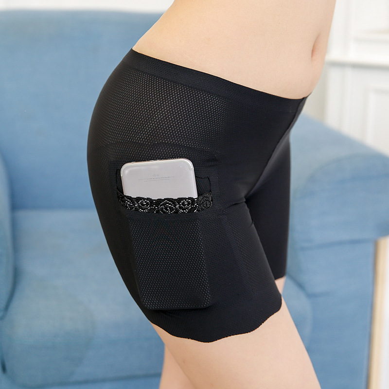 側袋無痕打孔冰絲防走光安全3分褲