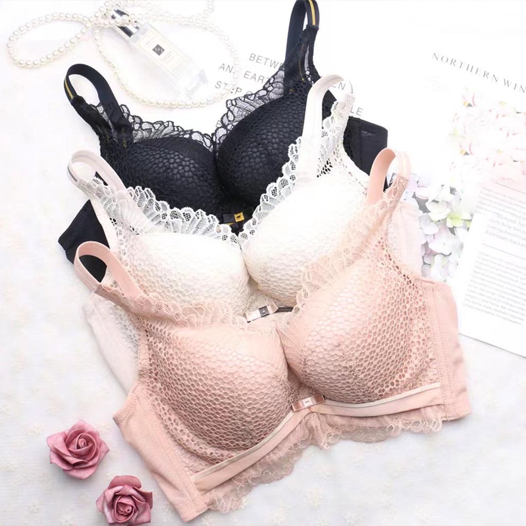 浪漫人魚泡泡蕾絲雲感棉軟鋼圈聚攏調整型內衣