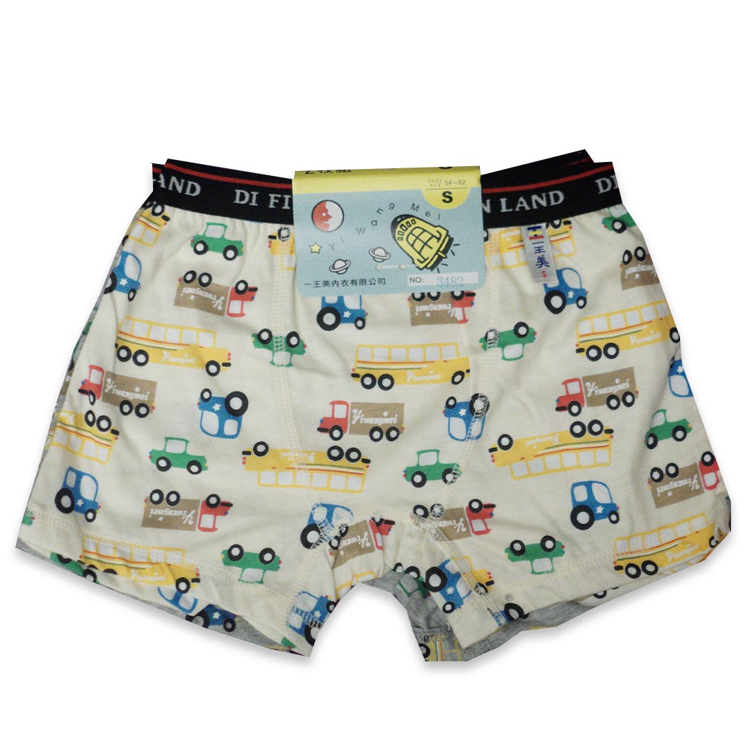 巴士汽車全印男平口褲 四角褲 中小童 寬鬆版 NO:3482