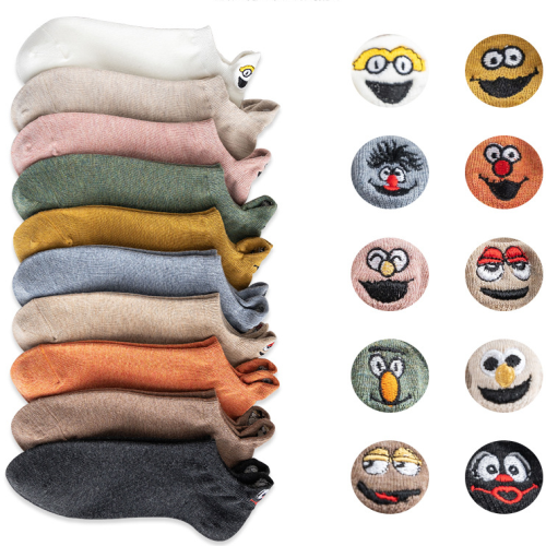 後跟搞怪表情包純棉船襪