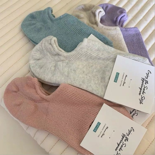 春夏季純色純棉透氣隱形船襪