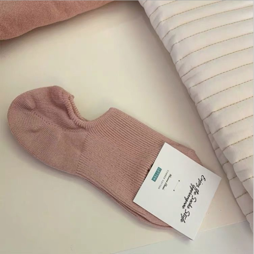 春夏季純色純棉透氣隱形船襪