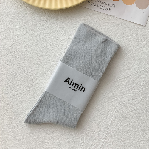 日系莫蘭迪色純棉中筒女襪