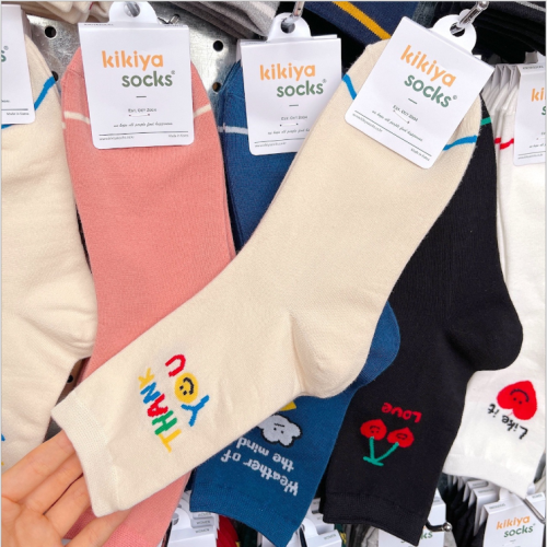 kikiya韓國笑臉字母校園風長筒襪