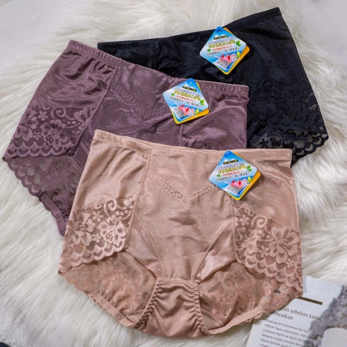 4D立體雕塑提臀束腹褲-蕾絲鎖邊布修飾褲