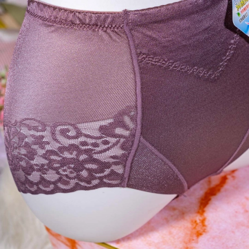 4D立體雕塑提臀束腹褲-蕾絲鎖邊布修飾褲