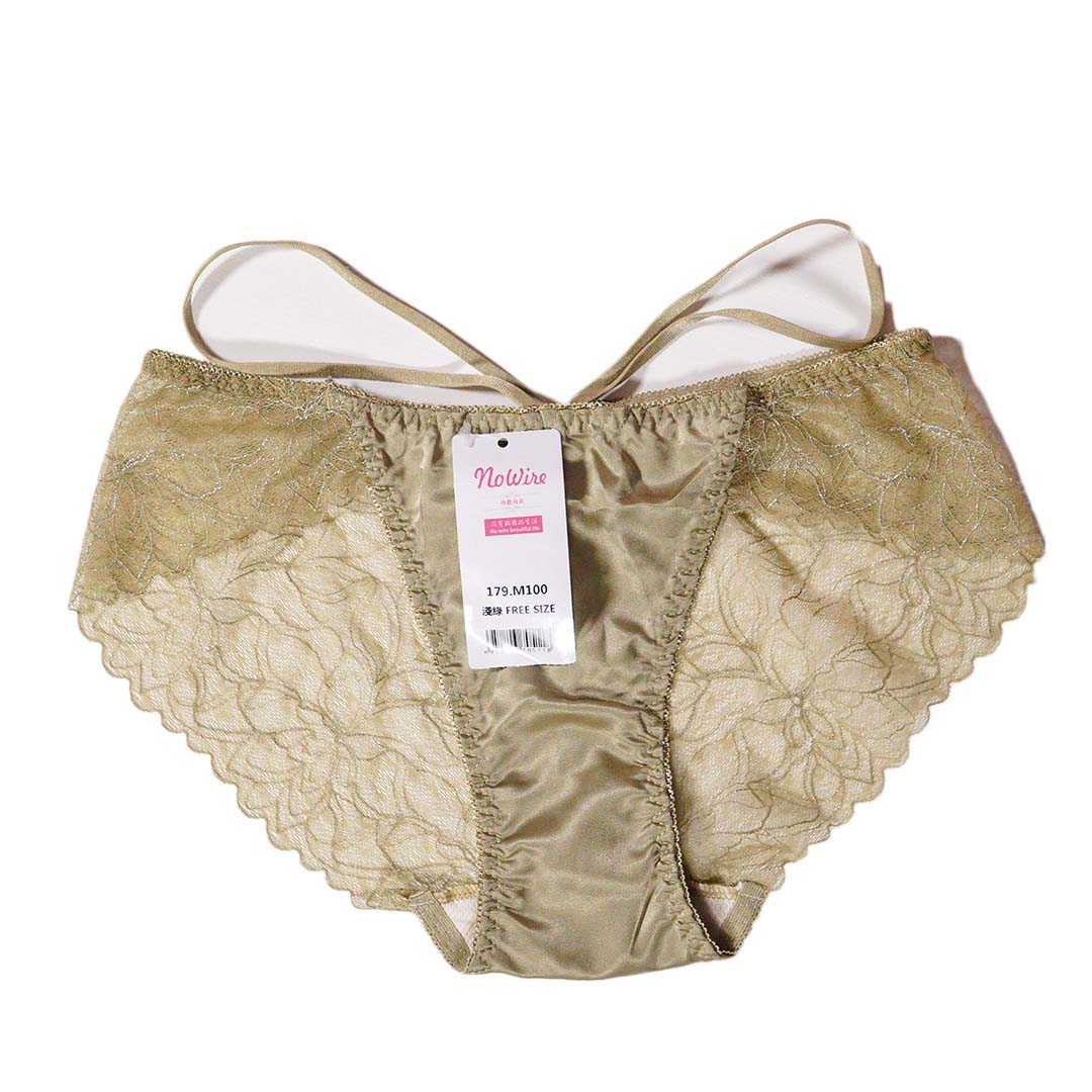 柔軟透氣面料搭配時尚天鵝鑽飾中厚B杯無鋼圈蕾絲無痕內衣-配套褲仔