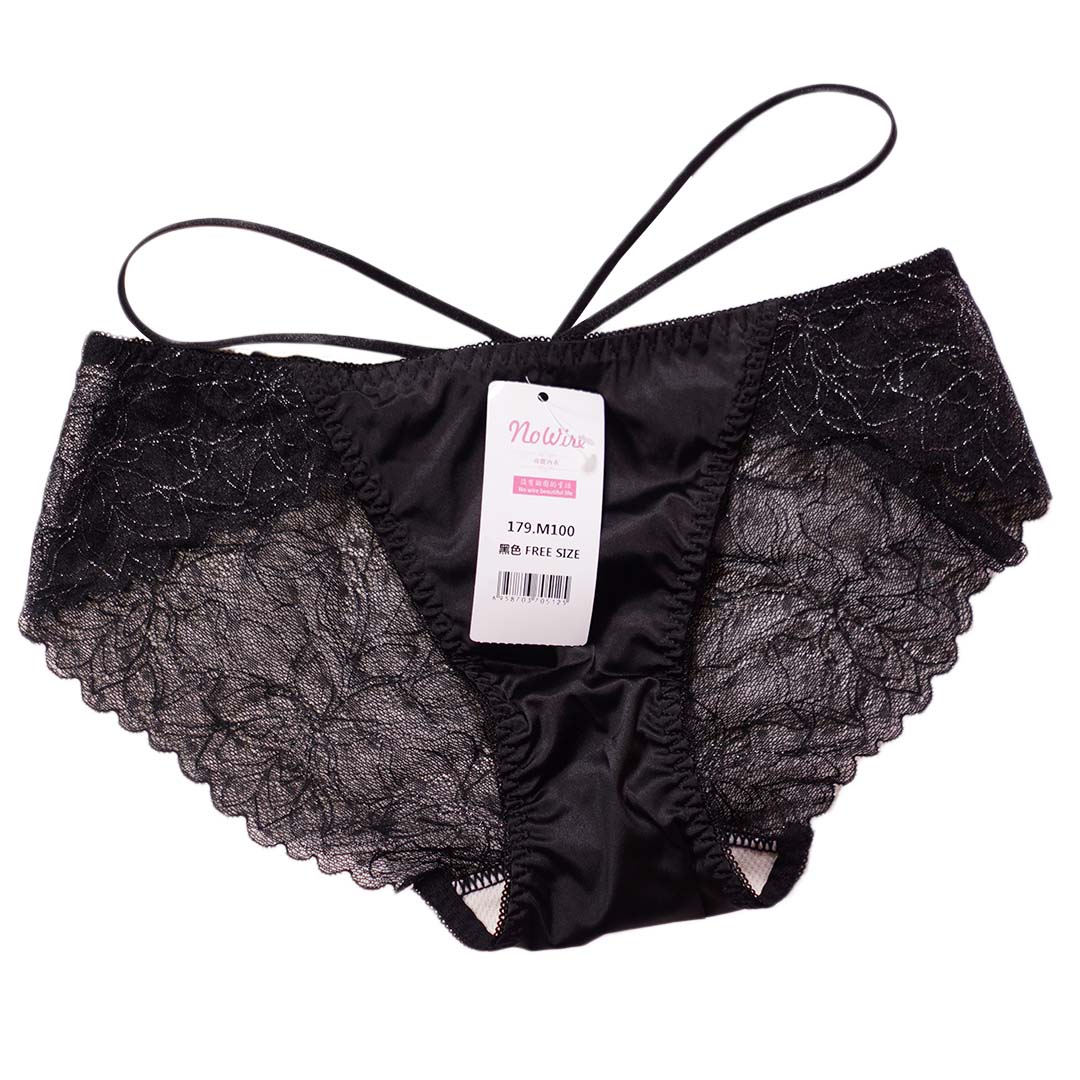 柔軟透氣面料搭配時尚天鵝鑽飾中厚B杯無鋼圈蕾絲無痕內衣-配套褲仔