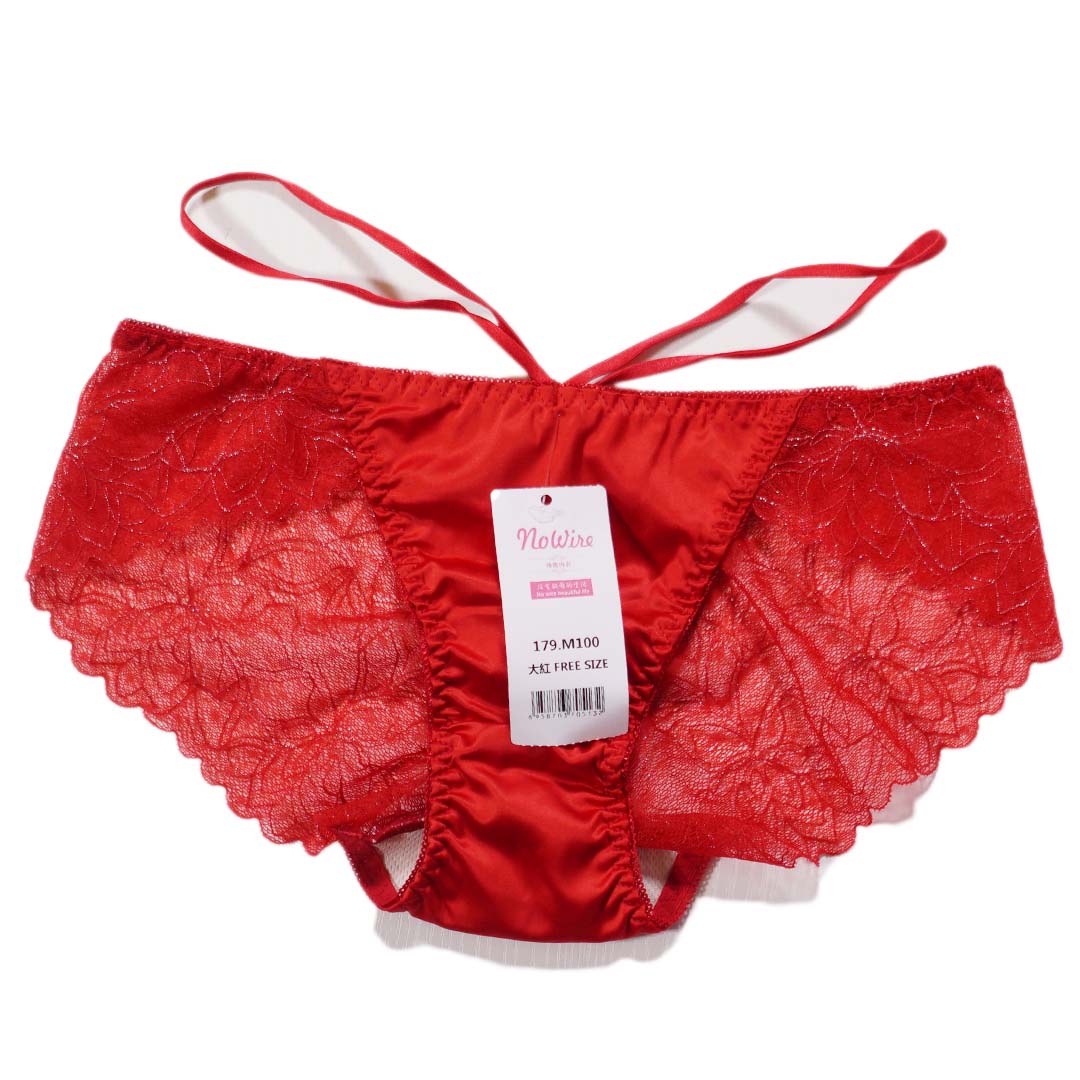柔軟透氣面料搭配時尚天鵝鑽飾中厚B杯無鋼圈蕾絲無痕內衣-配套褲仔