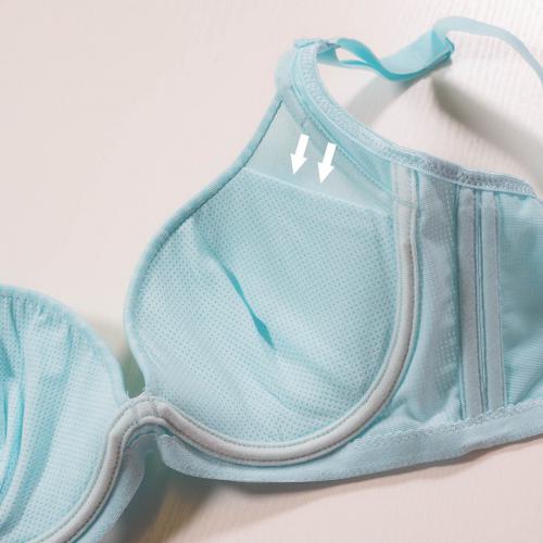 【Cool Feeling Cotton Blend Fabric】Plain-colored low-ridge center seamless T bra in six colors