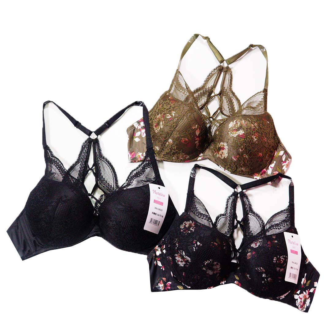 春夏新款緞面碎花，性感蕾絲聚攏內衣