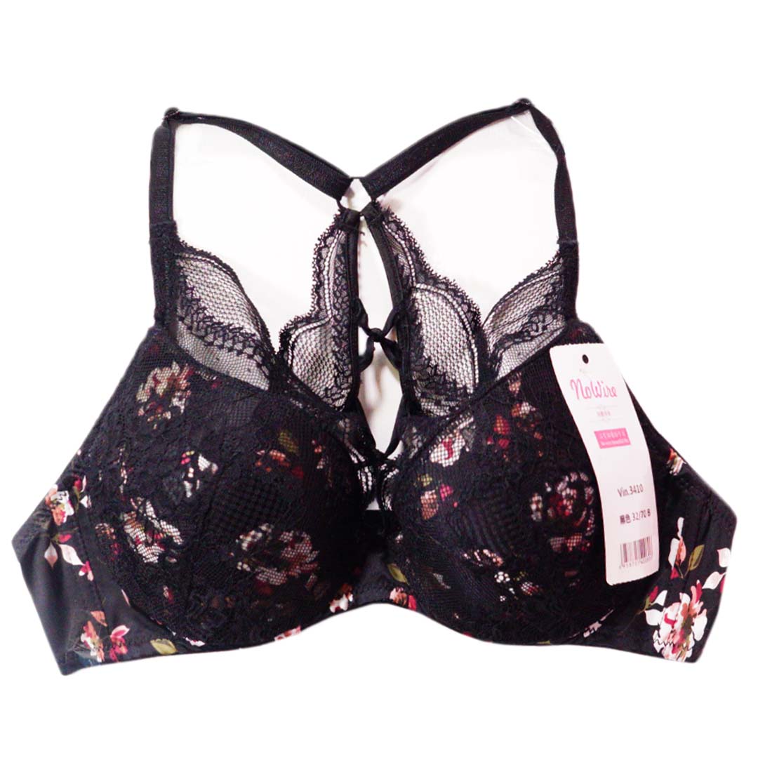 春夏新款緞面碎花，性感蕾絲聚攏內衣