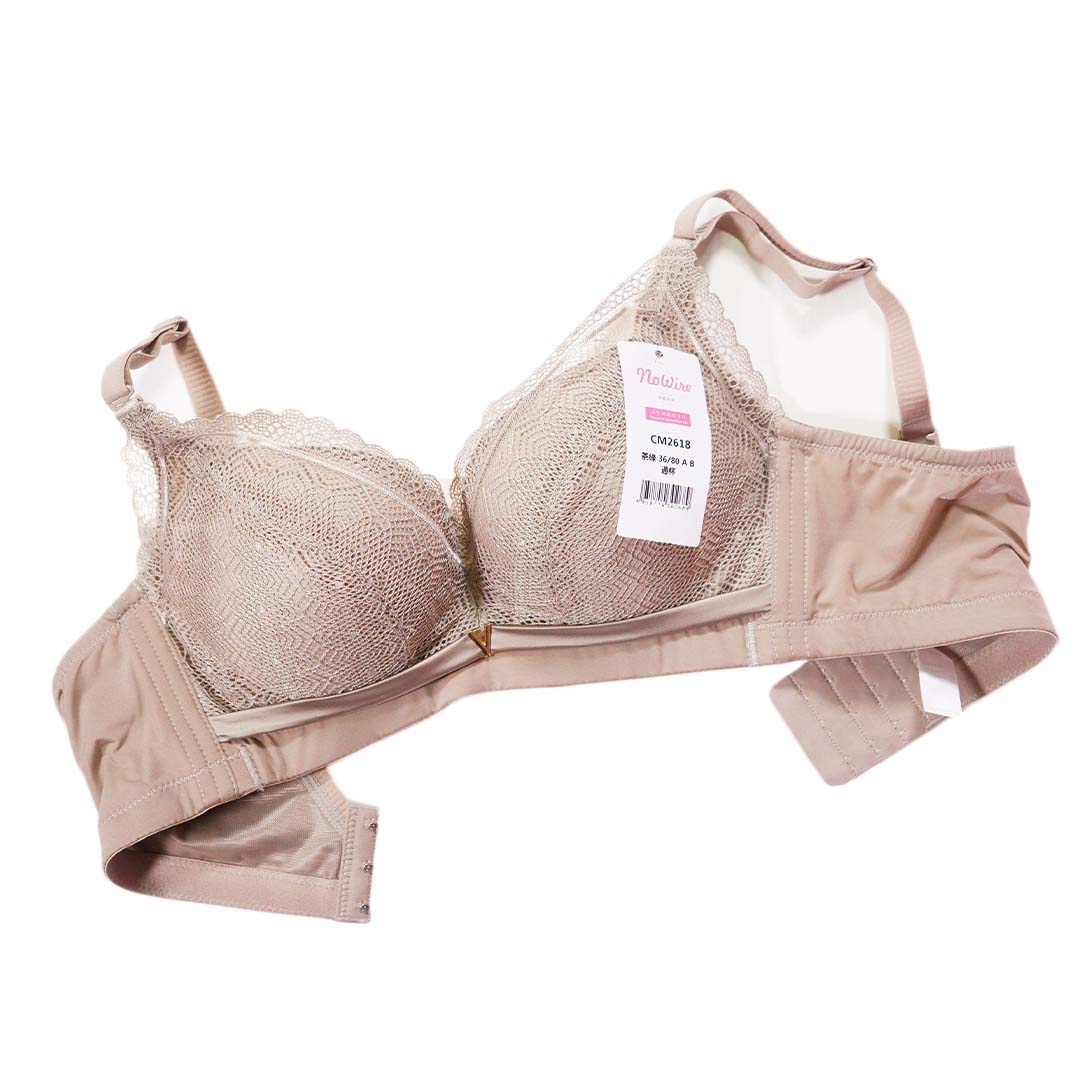 舒適嬰兒棉精緻雞心V字裝飾性感蕾絲杯面防副乳内衣