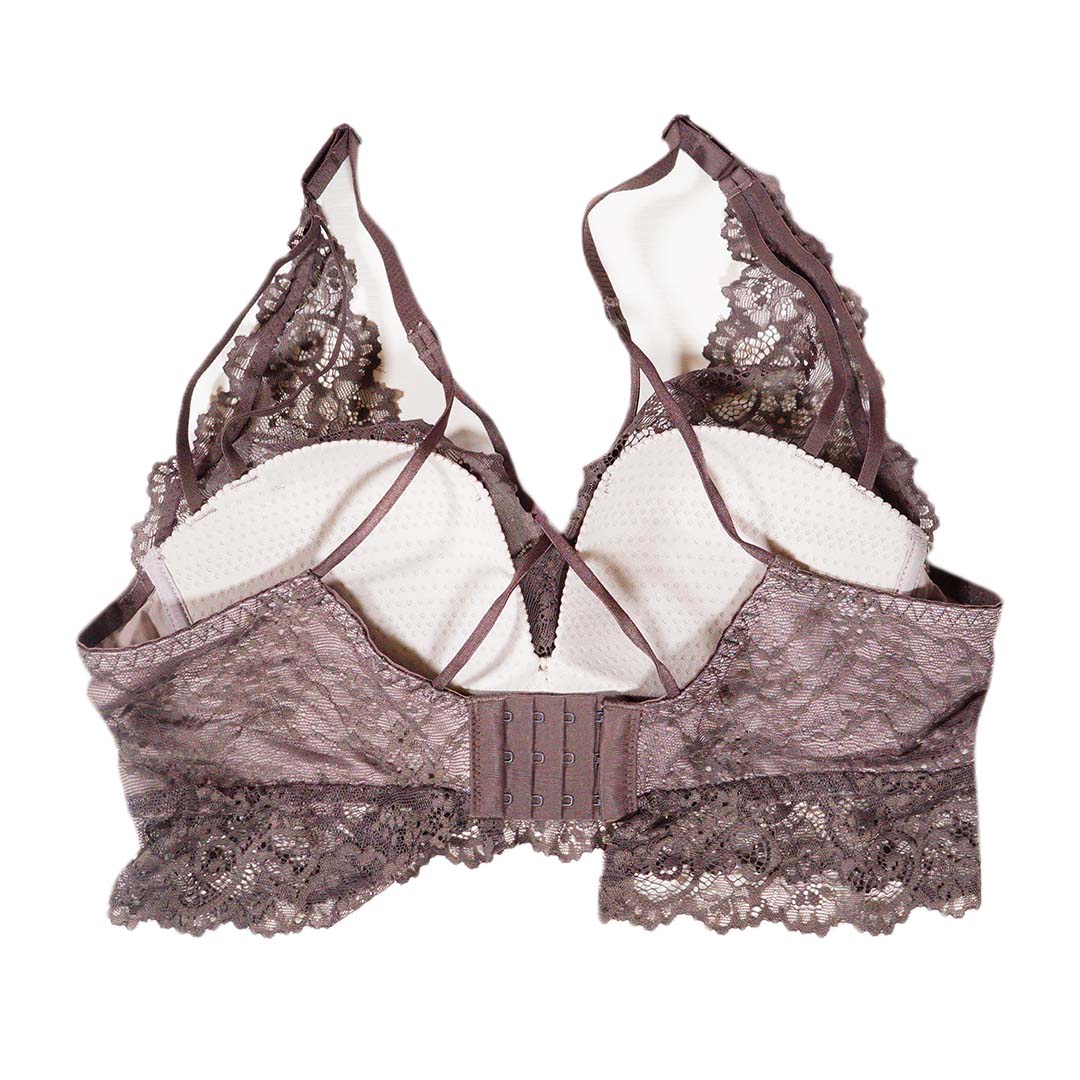 性感蕾絲下擺交叉美背氧芯棉小胸聚攏無鋼圈內衣